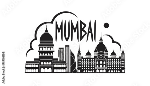 vector illustration of Mumbai skyline, iconic architecture