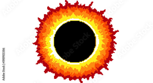 Fiery Solar Eclipse Corona Celestial Event.
