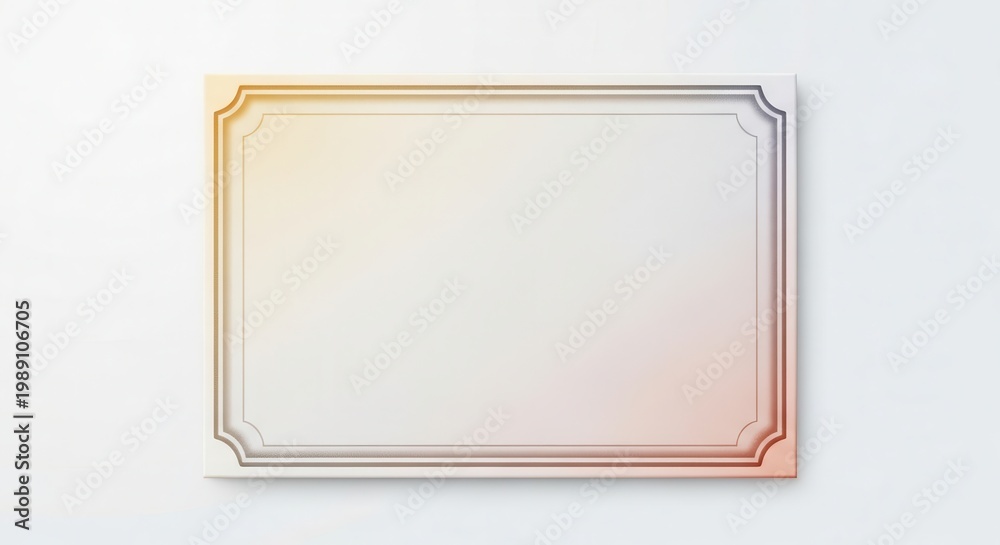Fototapeta premium Minimalist elegant white plaque frame with subtle color gradient a clean design element