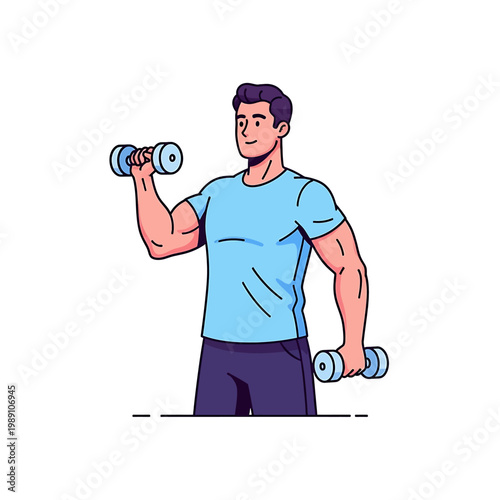 Man lifting dumbbells exercise fitness.