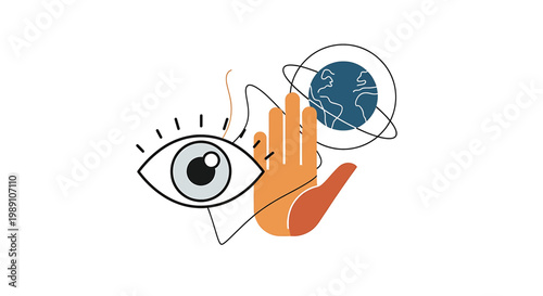 Hand covering an eye with earth.