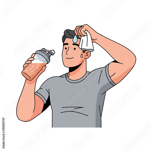 Man drinking from sports bottle.