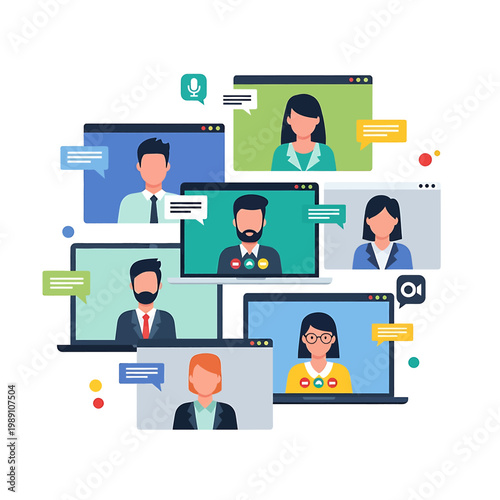 People on video conference call.