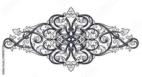 Intricate Ornate Floral Design Element.