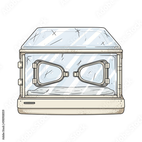 Vintage Incubator with Goggles Inside