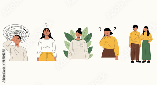 Confused people interact with each other in an indoor setting with plants