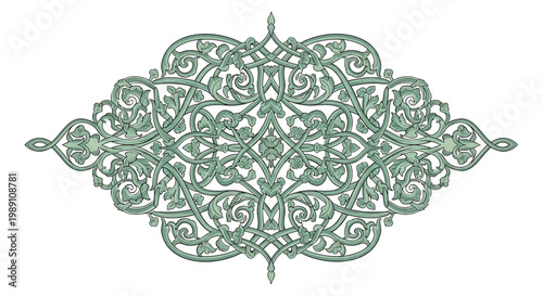 Intricate Green Metal Ornate Design.