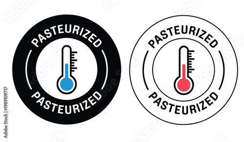 Pasteurized Milk and Food Safety Icon Set Minimal Vector Design