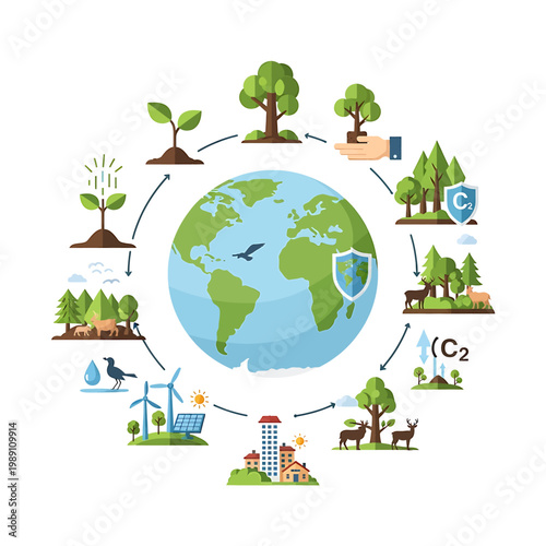 Earth with eco friendly icons around 1.