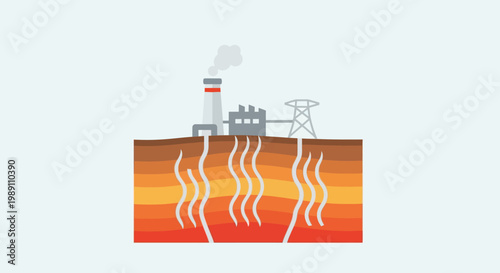 Geothermal energy production diagram illustrating the process of harnessing heat from the Earth's core