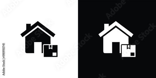 Black and white house and book on split background symbol