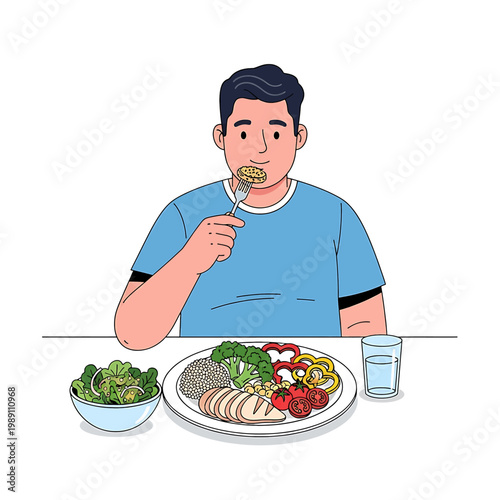 Man eating food from a plate.