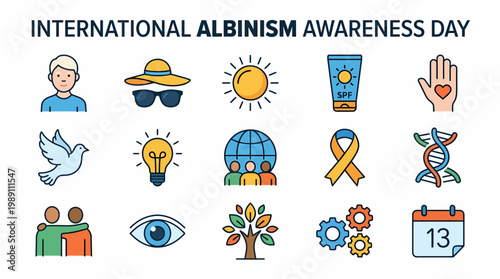 International Albinism Awareness Day Icons - Diversity, Inclusion