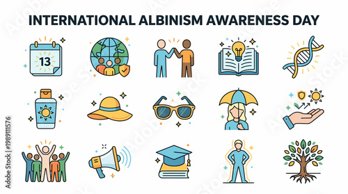 International Albinism Awareness Day Vector Icons
