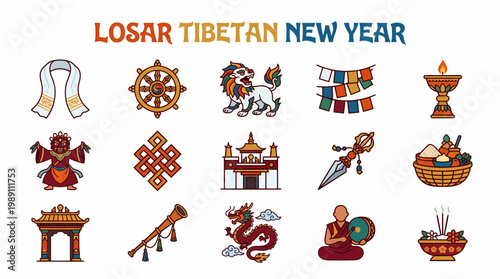 Losar Tibetan New Year Icons: Culture, Tradition, Celebration