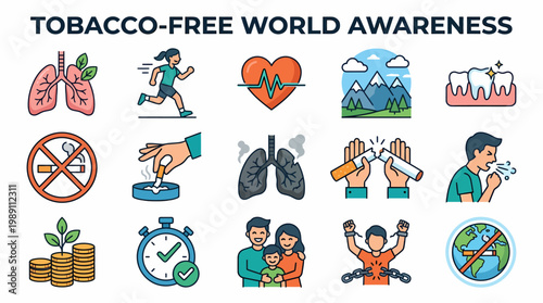 Tobacco Free World Awareness Icons