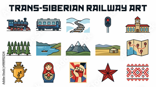 Trans-Siberian Railway Art Icons