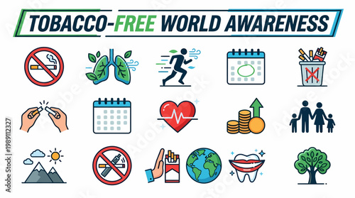 Tobacco-Free World Awareness Icons