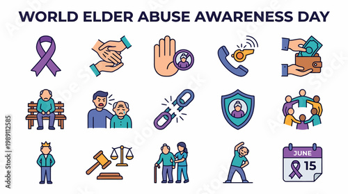 World Elder Abuse Awareness Day Icons