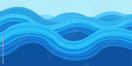Abstract blue wave ocean background with flowing liquid pattern and texture