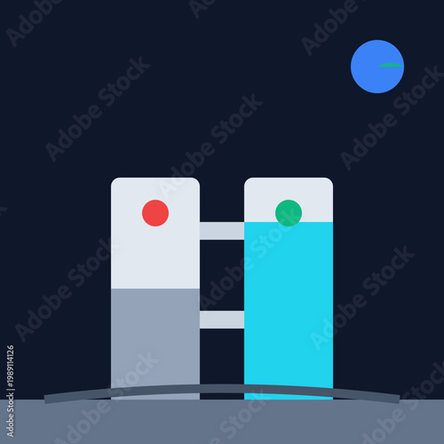 A man standing on a moon with a blue sky in the background