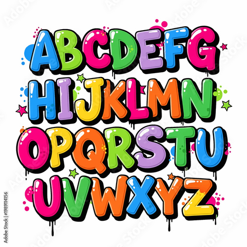 Colorful Graffiti Alphabet Letters.
