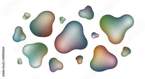 Tableau sur toile Colorful Liquid Blobs on White Background 1.