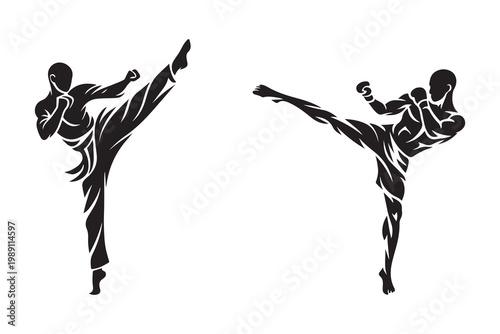 fighter fighting pose silhouette design
