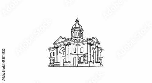 Classic domed building with columns, arches, and symmetrical design