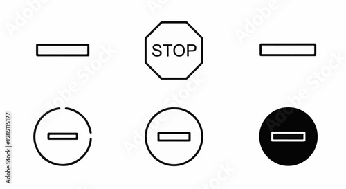 Collection of prohibition and stop signs, with variations of minus symbol
