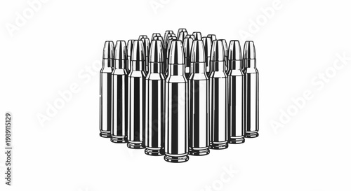 Close-up of a group of shiny bullets in a pyramid formation