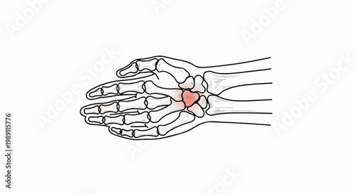 Detailed anatomical illustration of the bones in a human hand and wrist