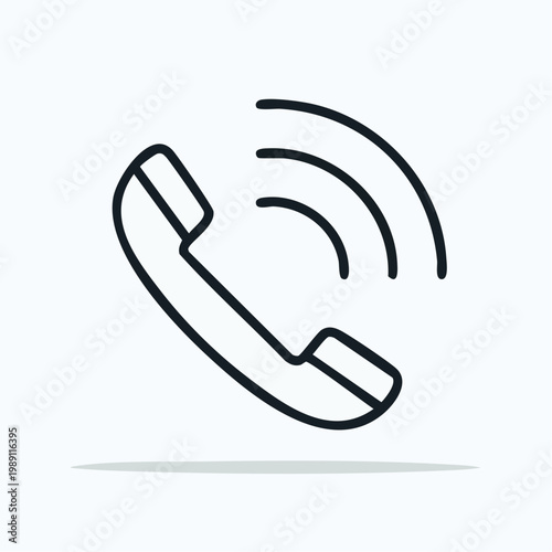 A simple line drawing icon of a phone with signal waves emanating