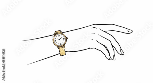 Elegant hand wearing a classic gold wristwatch with Roman numerals