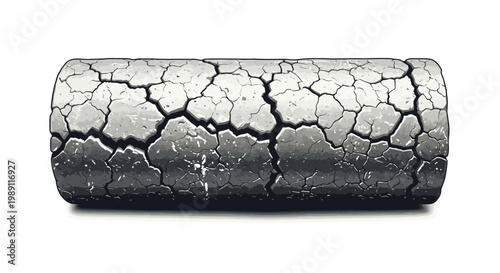 Cracked Earth Cylinder, Dry Soil Texture, Drought Concept
