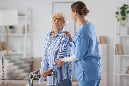 Nurse and senior woman with...