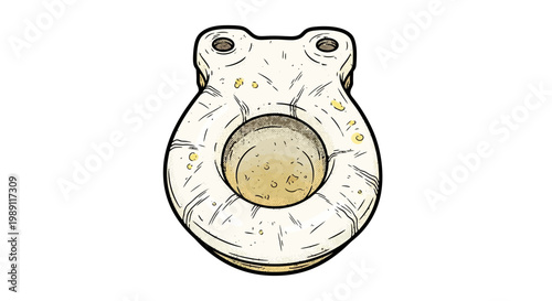 Illustration of a vintage toilet bowl, front view