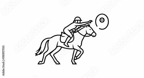 Equine athlete in motion, hand extended towards a ball