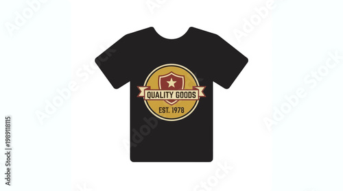 Black T-Shirt Featuring Vintage Quality Goods Est