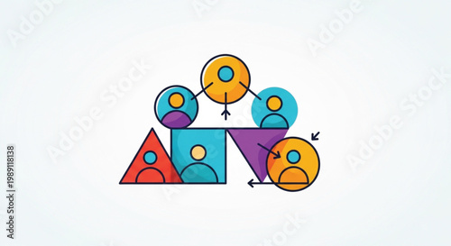 A vector illustration of a happy cartoon boy holding a colorful shopping bag with a sale sign to represent a business concept of family and community happiness