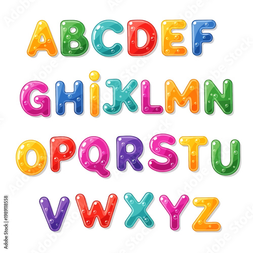Colorful Plastic Alphabet Letters Isolated.