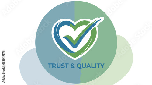 Heart with checkmark icon symbolizing trust, quality assurance, and verified reliability for business branding and customer satisfaction
