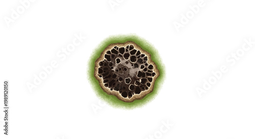 Abstract Organic Microscopic Structure with Green Border