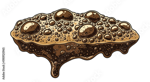 Foaming Brown Liquid with Bubbles and Dripping