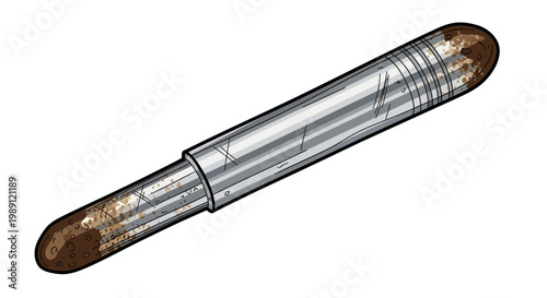 Rusty bullet isolated on white background, illustration