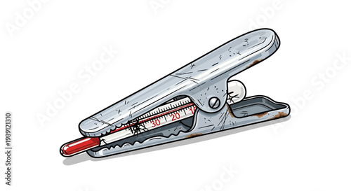 Thermometer held by alligator clip