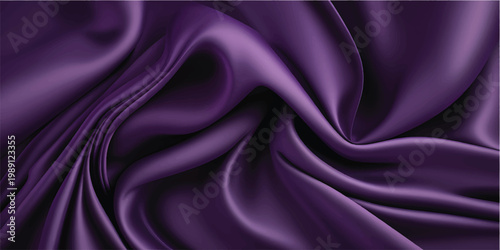 Smooth purple and pink silk fabric creates a luxury satin texture with elegant waves and soft violet drapery for a shiny textile background design