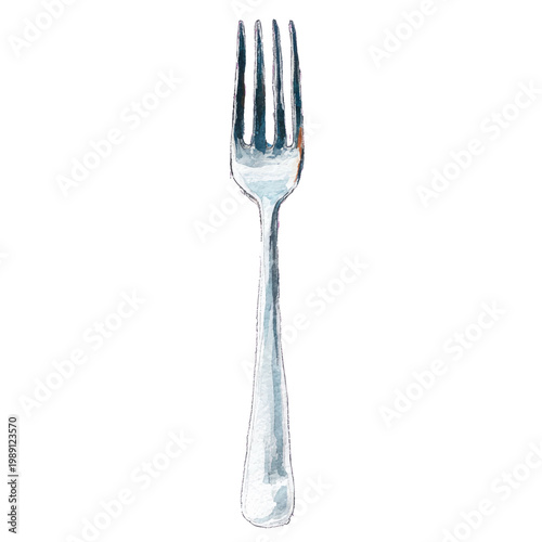 Silver Dinner Fork Utensil Closeup.