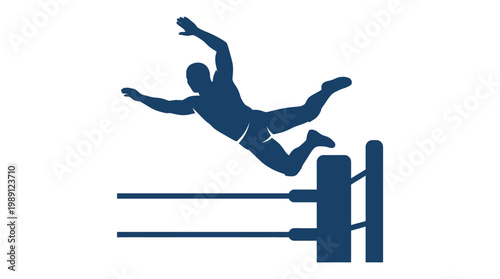 Wrestler diving action into a wrestling ring, dynamic sports illustration