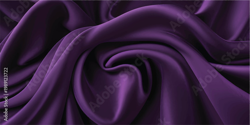 Luxurious purple silk and violet satin fabric background featuring elegant flowing ripples and a soft shimmering texture